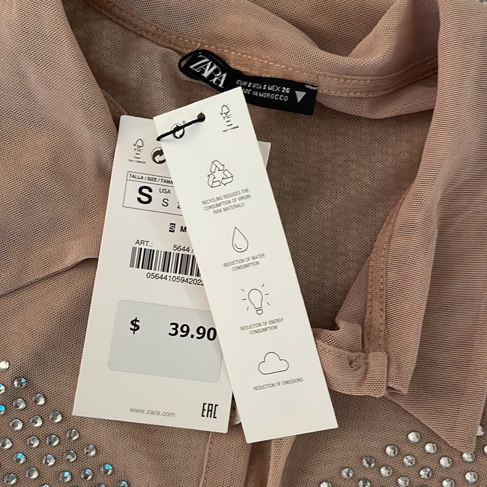 Zara nude mesh top w jewels - Picture 8 of 8